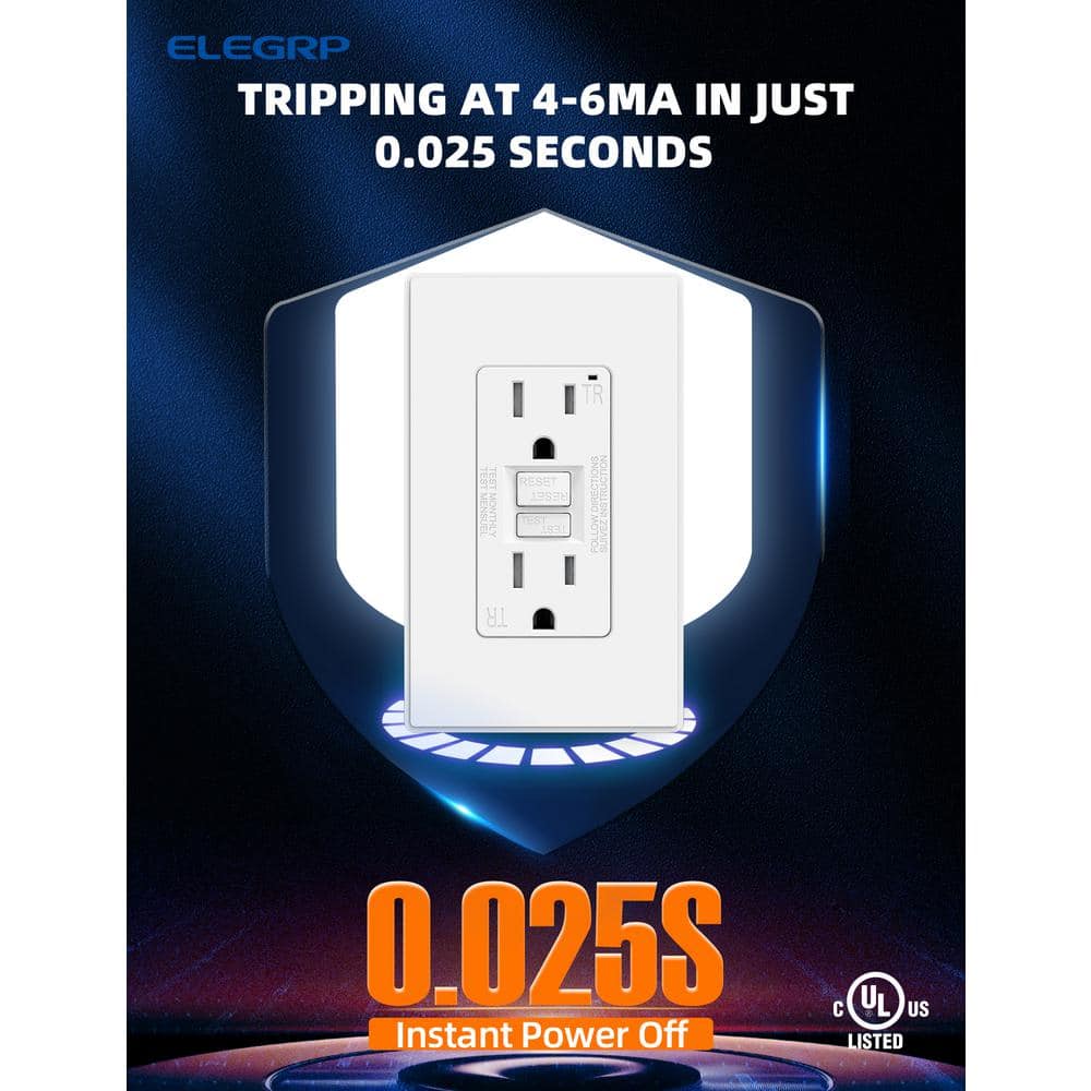 White 15 Amp Tamper Resistant GFCI Outlet with LED Indicator and Wall Plate