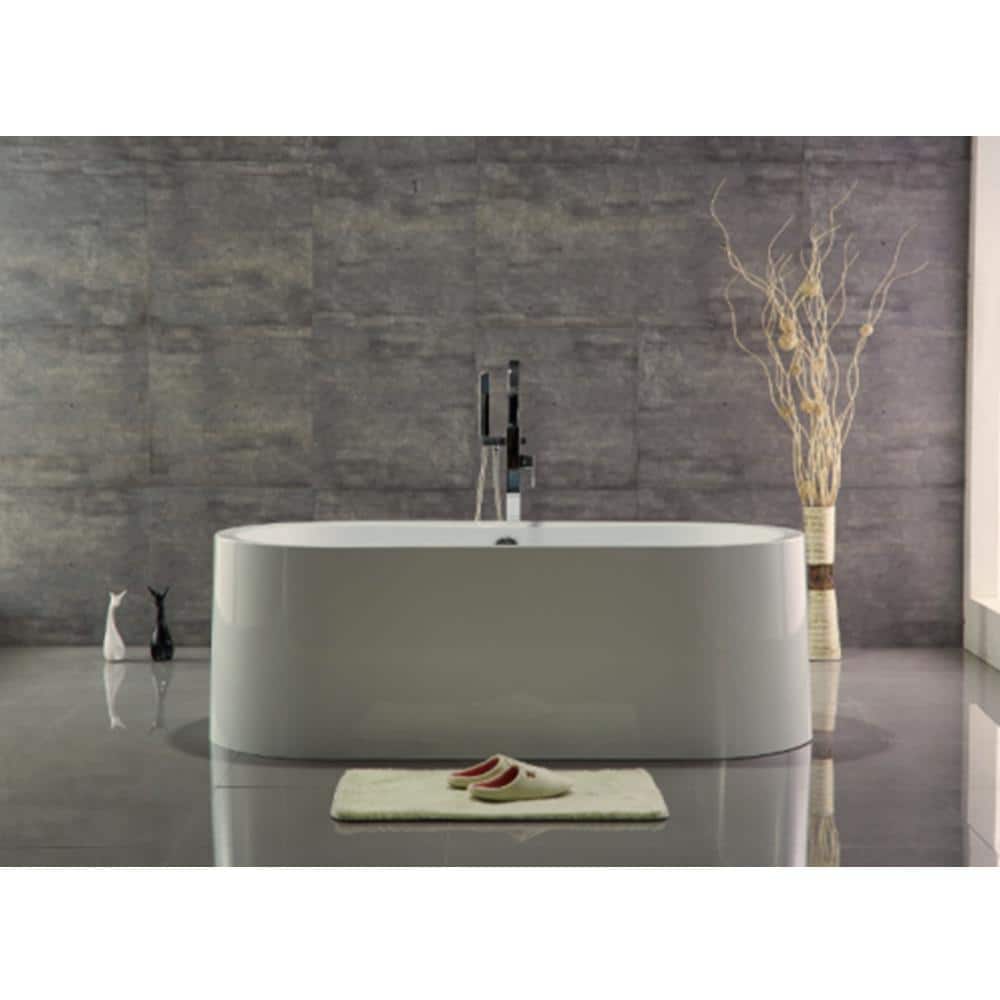 67 in. 100%Acrylic Flatbottom Freestanding Bathtub Contemporary Soaking Tub