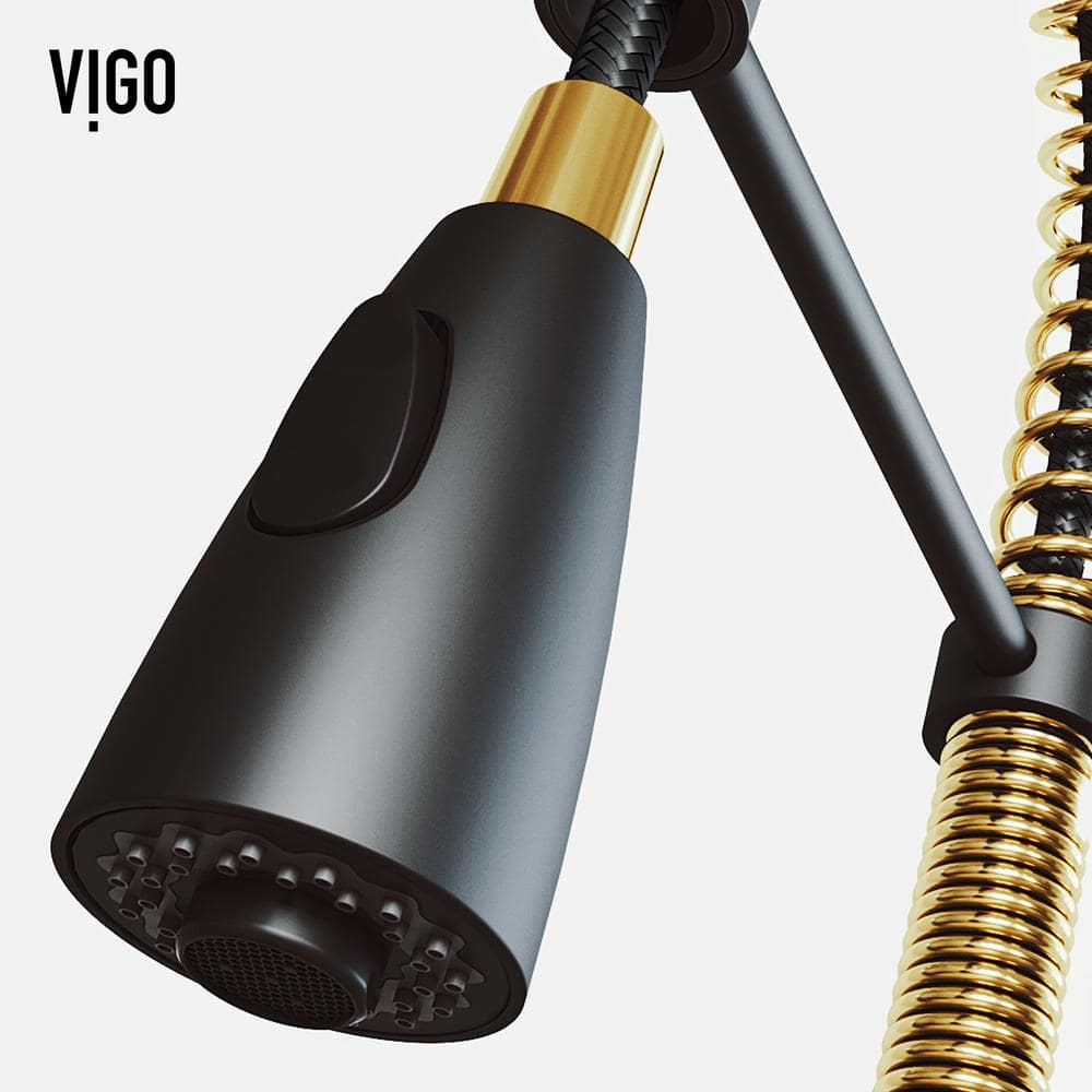 Elegant Dual-Tone Pull-Down Kitchen Faucet in Matte Gold and Black