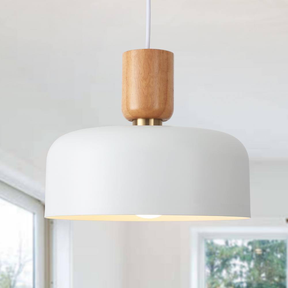 1-Light White Industrial Pendant Light with Metal Shade for Bedroom Dining Room Kitchen, No Bulbs Included price history on PriceWatchPro