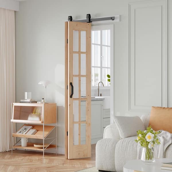 Fredbeck 24 in. x 84 in. Full Lite Pre Assembled Clear Glass Brown