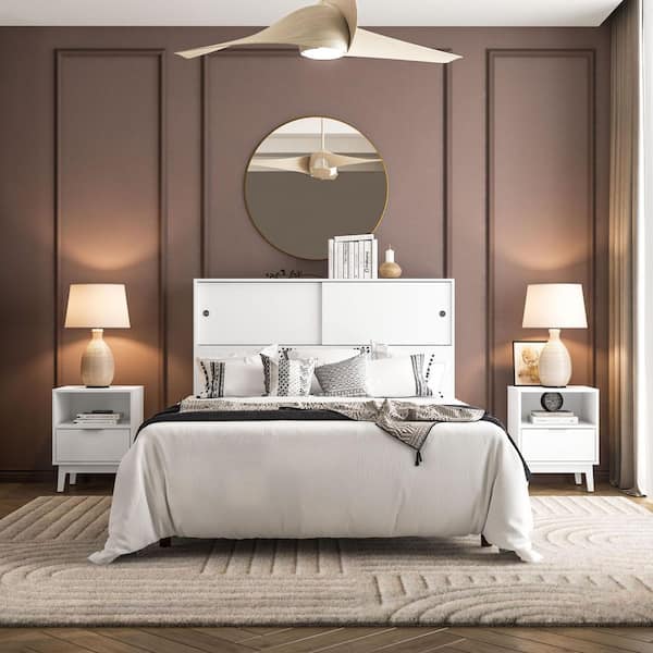 Victoria 3 Piece White Wood Full Size Bedroom Set with 2 Nightstands
