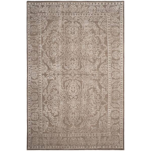 Chester 6 ft. x 9 ft. Stone Gray/Pearl Palmette Area Rug