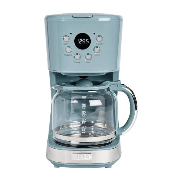 HADEN Brighton 12-Cup Sky Blue Retro Style Coffee Maker Programmable with Strength Control and Timer