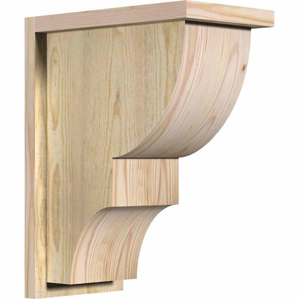 Ekena Millwork 8 in. x 14 in. x 18 in. Douglas Fir Ridgewood Rough Sawn Corbel with Backplate
