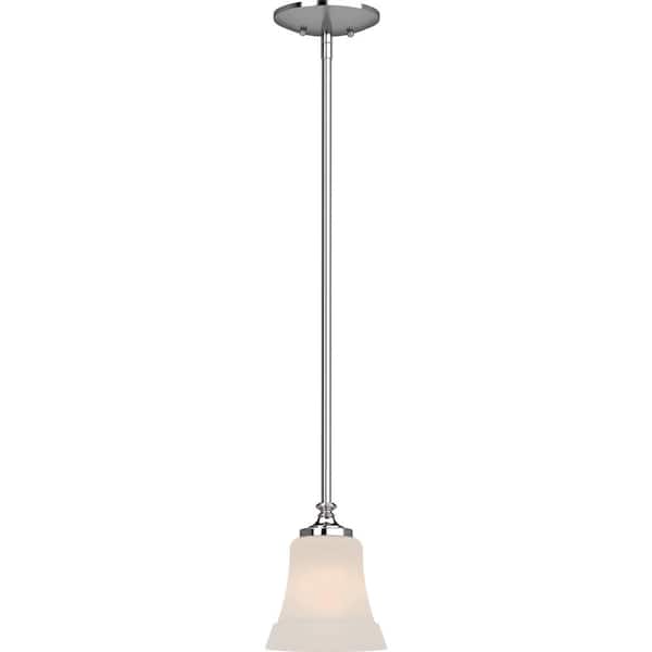 Volume Lighting Tes 1-Light Chrome Indoor Mini Pendant with Frosted Glass Bell Shade