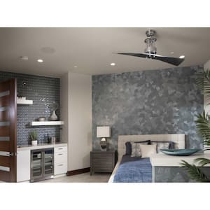 Spades 56 in. Indoor Polished Chrome Modern Ceiling Fan with Remote Included for Great Room and Living Room