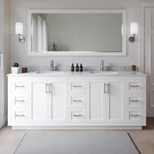 Miranda 84 in. W x 22 in. D x 33.75 in. H Double Bath Vanity in White with White Carrara Marble Top