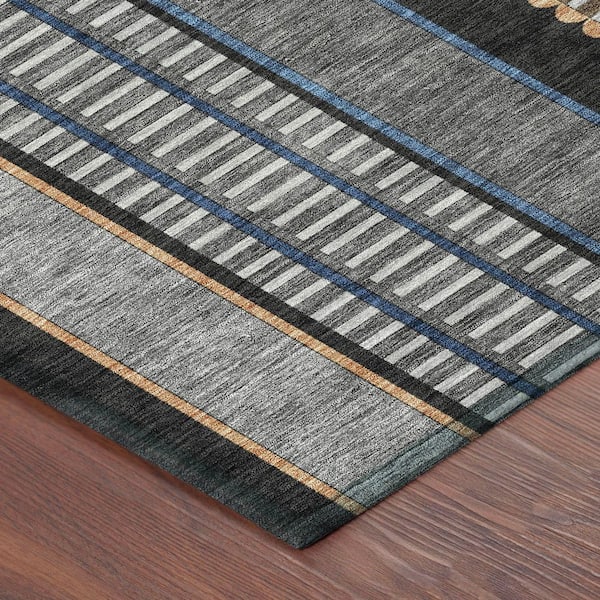 Chantille Machine Washable Indoor/Outdoor Abstract ACN2681 Black 10 ft. x 14 ft. Area Rug