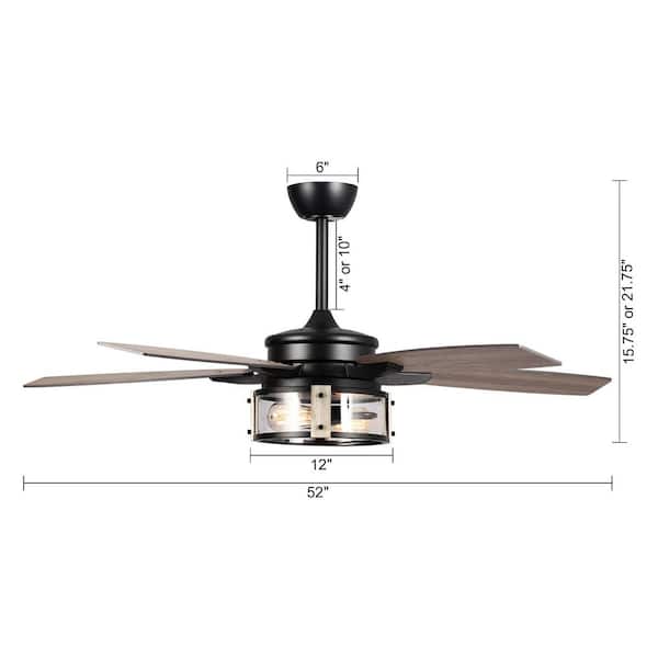 Parrot Uncle 52 in. Indoor Matte Black Industrial Ceiling