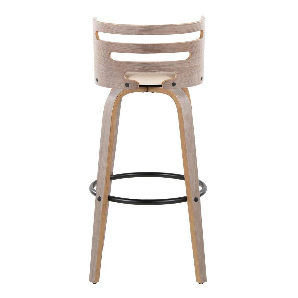 Cosini Cream Swivel Wood and Metal Barstool