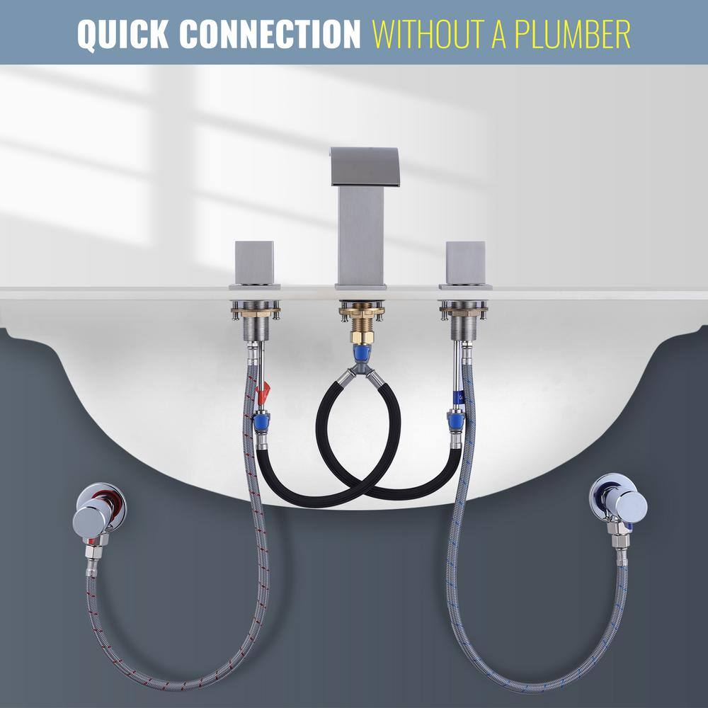 Brushed Nickel Modern Double Handle Waterfall Bathroom Faucet
