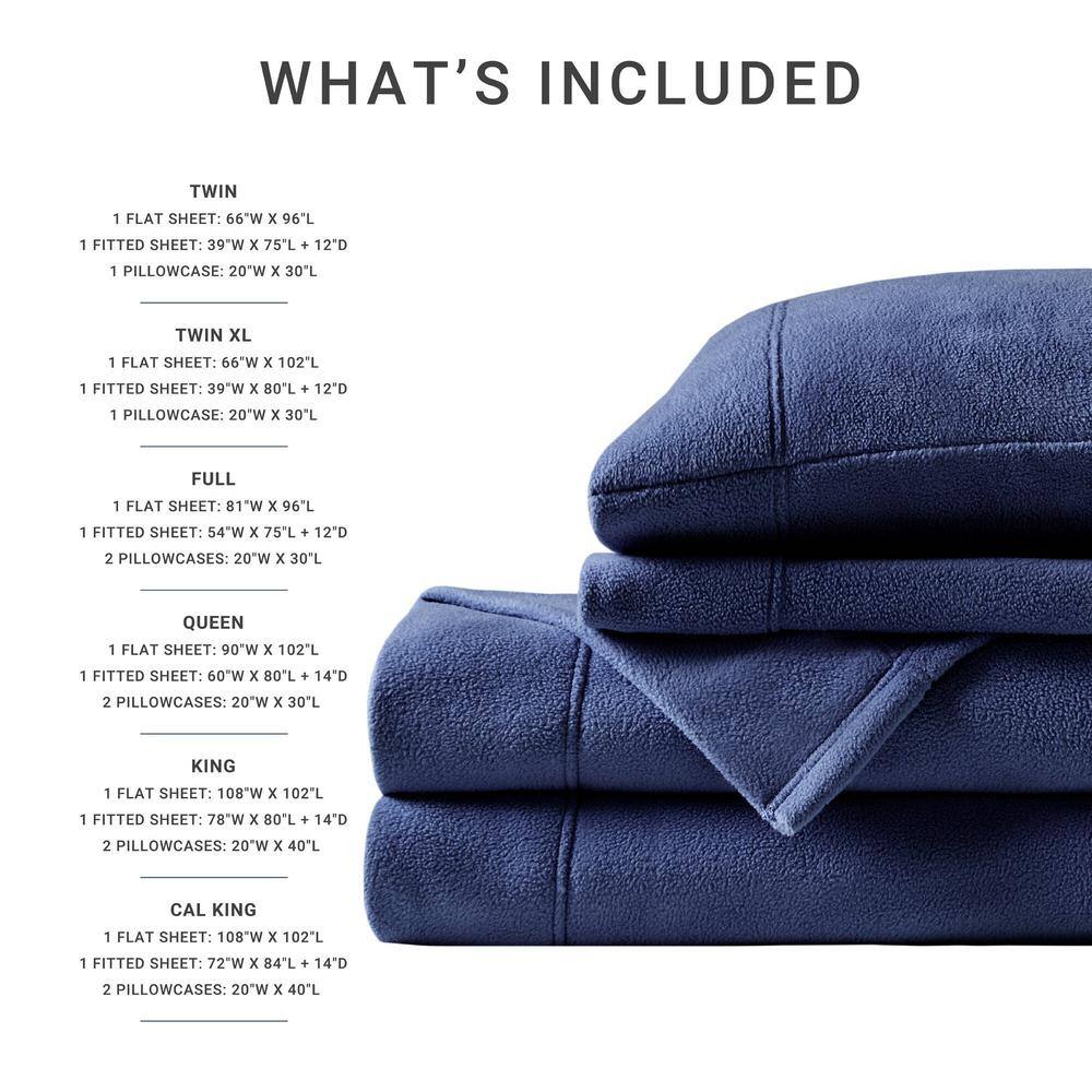 Navy Full Micro Fleece Sheet Set with Pillowcases