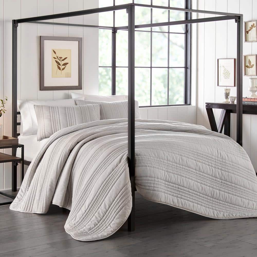 Horseshoe Gray Full/Queen Reversible Cotton Quilt Set