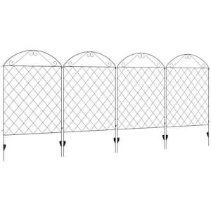 11.4' L x 43" H, , Outdoor No Dig Decorative Outdoor Garden Fence, Steel Fence Panels, for Yard, Black