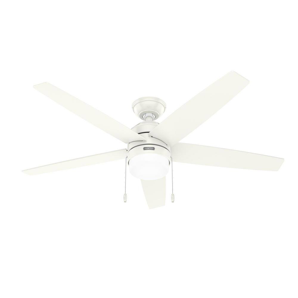 Hunter Bardot 52 in. Indoor Fresh White Ceiling Fan with Light Kit ...