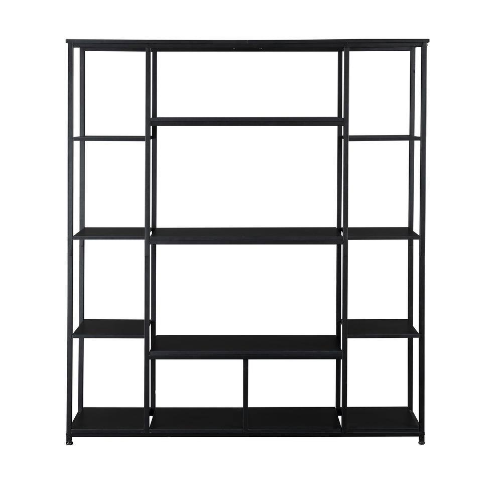 70.9 in. Black 5Tier Standard Bookcase with Metal Frame SWSJBL8