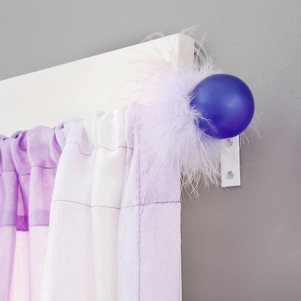 Kenney Fi-Fi 48 in. - 86 in. Telescoping 1/2 in. Curtain Rod Kit in White with Purple Ball Finial