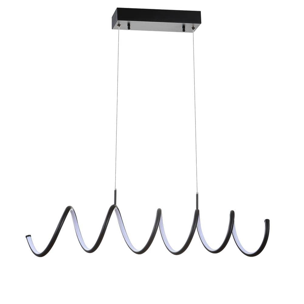 Ali 31" Black Matte Adjustable LED Metal Linear Pendant