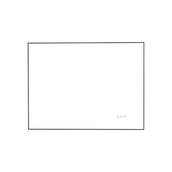 32 in. W x 24 in. H Rectangular Framed Dimmable Wall Bathroom Vanity Mirror in Gun Ash