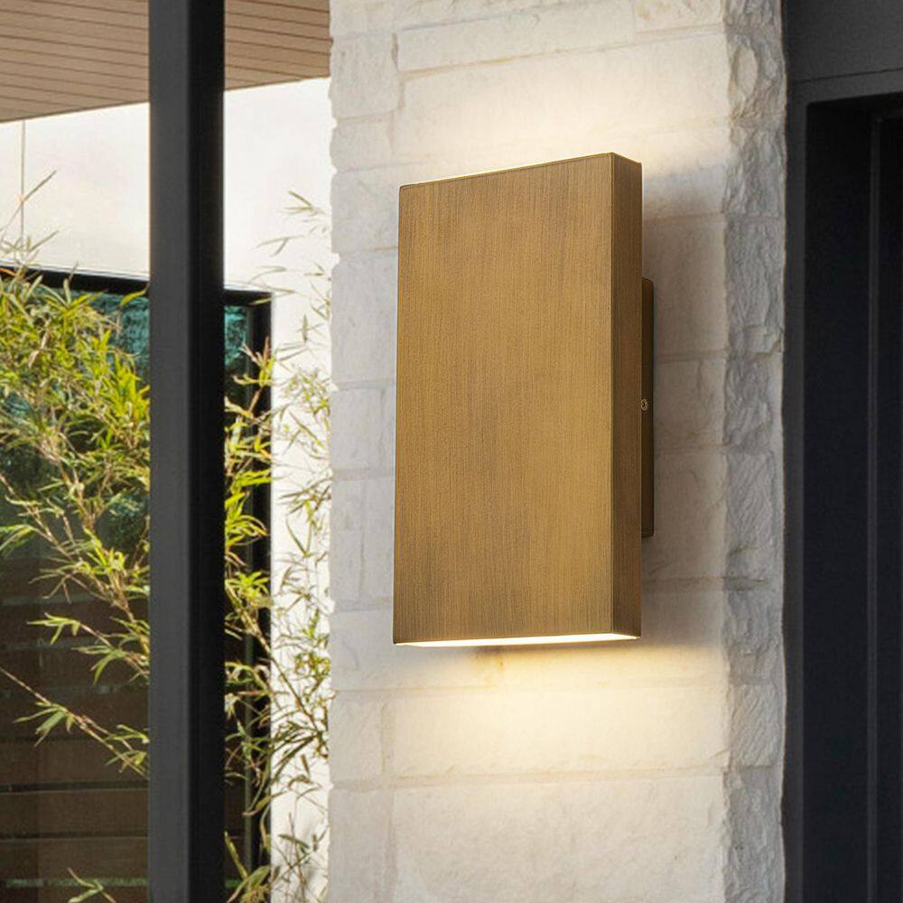 Barry 2-Light Modern Gold Outdoor Integrated LED Wall Lantern Sconce price history on PriceWatchPro