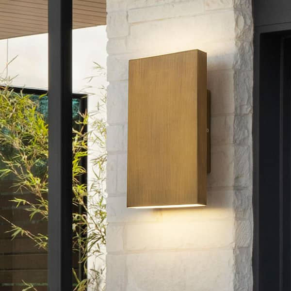 EDISLIVE Barry 2-Light Modern Gold Outdoor Integrated LED Wall Lantern Sconce