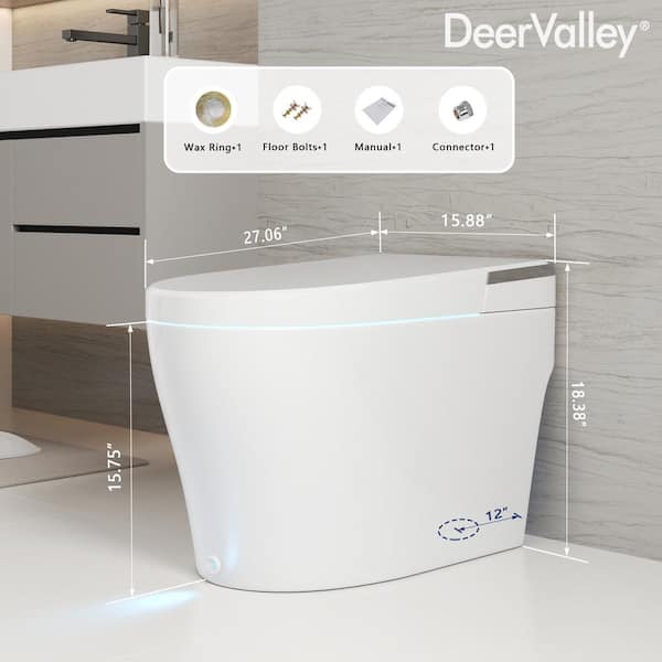 DEERVALLEY 1.28 GPF Smart 1-Piece Toilet with Heated Seat & Auto Flush