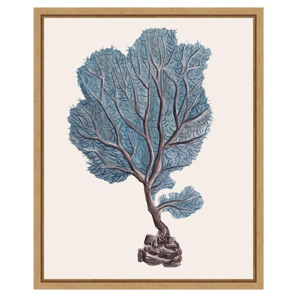 Amanti Art Indigo Reef IV by Melissa Wang 16 in. W x 20 in. H. Canvas Wall Art Print Framed in Brown
