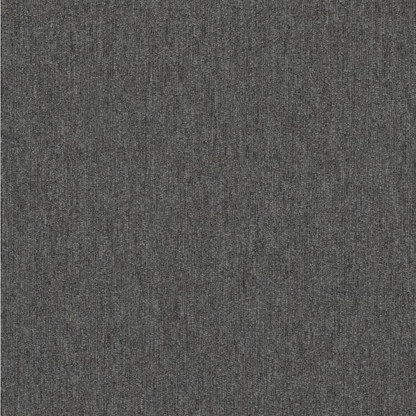 Hampton - Pewter - Gray Commercial/Residential 24 x 24 in. Glue-Down Carpet Tile Square (80 sq. ft.)