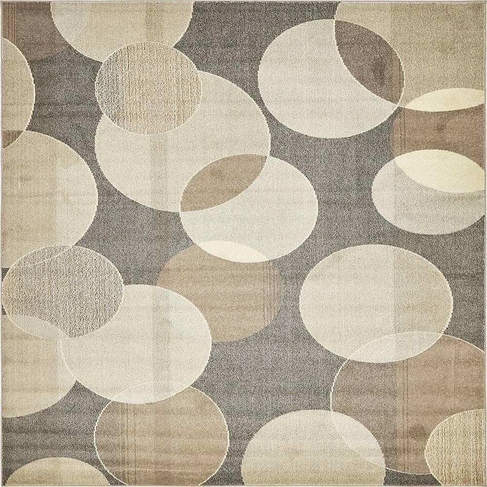 Chromatic Abstract Gray and Off-White 8' x 10' Area Rug
