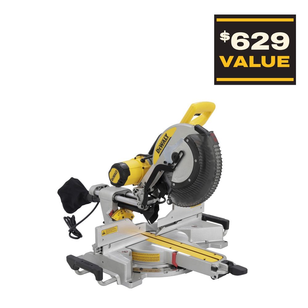 DEWALT 15 Amp Corded 12 in. Double Bevel Sliding Compound Miter Saw, Blade Wrench and Material Clamp DWS779