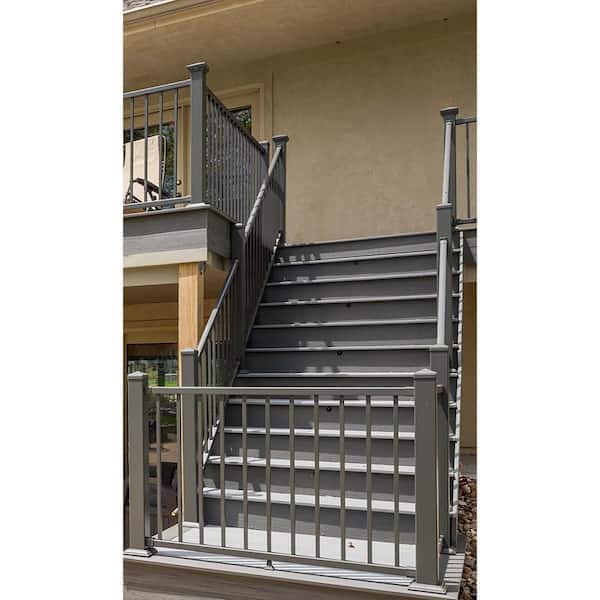 Pegatha Contemporary 6 ft. x 36 in. Charcoal Gray Fine Textured Aluminum Level Rail Kit