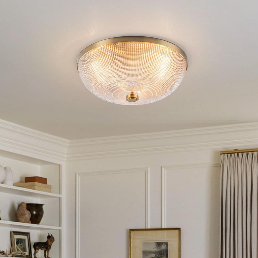 EDISLIVE Kost 3-Light Brass 16 in. Gold Flush Mount Ceiling Light