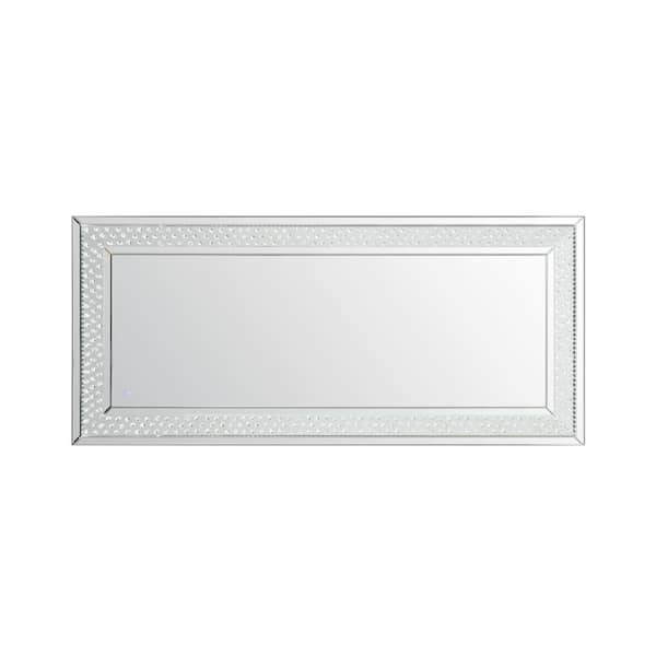 Unbranded Timeless Home 32 in. W x 72 in. H Contemporary Rectangular Iron Framed LED Wall Bathroom Vanity Mirror in Clear Mirror