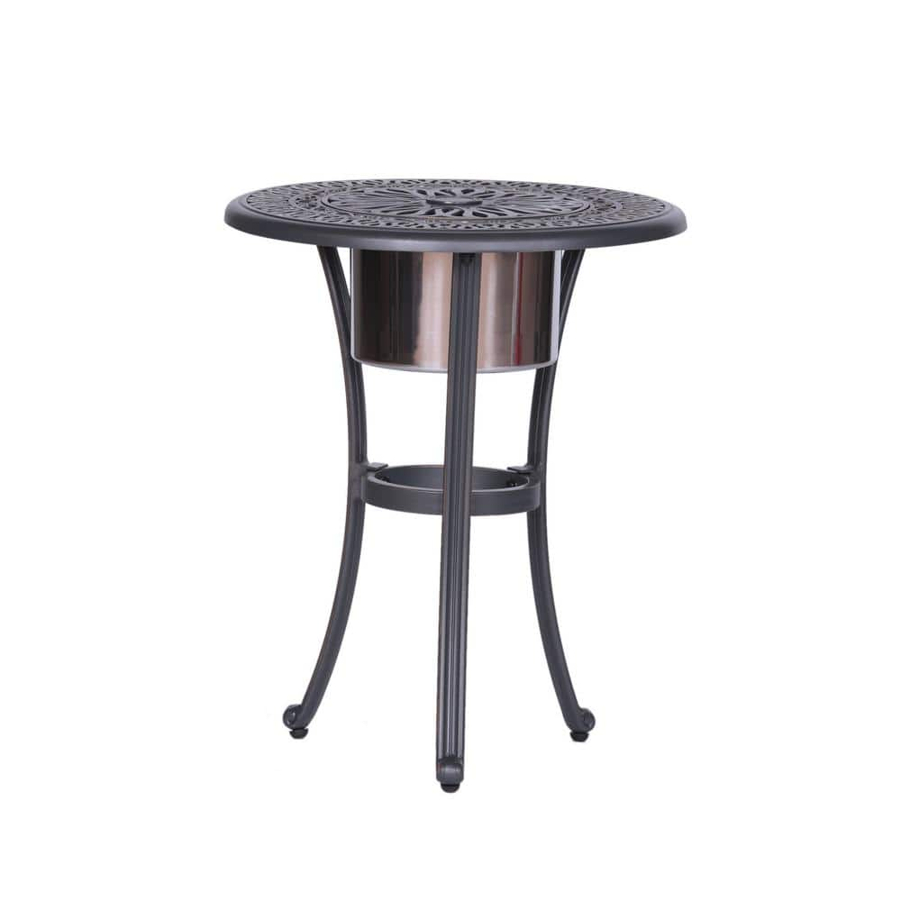 Bistro Folding Side Table with Lift-Off Tray in Quartz Grey Aluminum