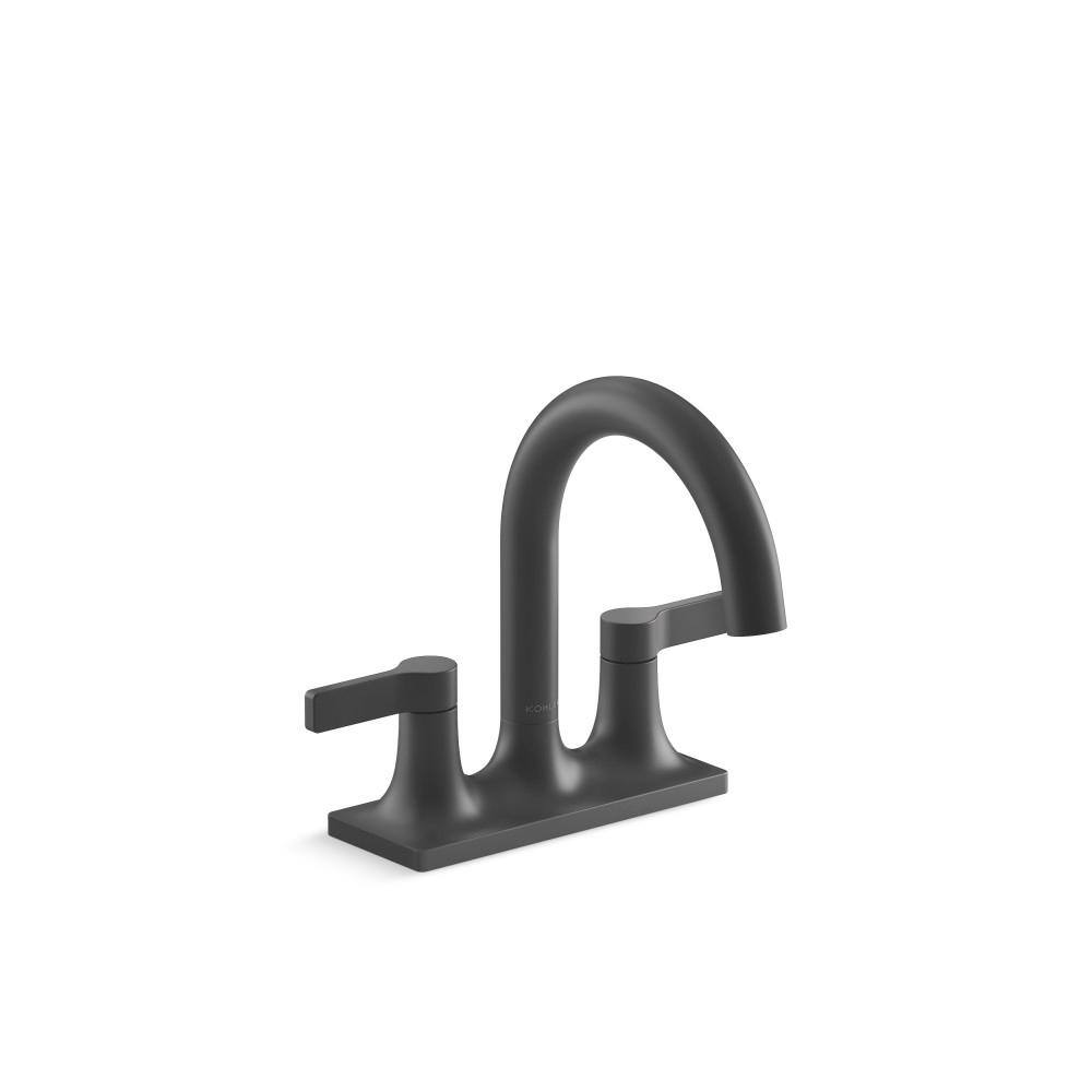 KOHLER Venza 4 in. Centerset Double Handle Bathroom Faucet in Matte Black 281244BL The Home