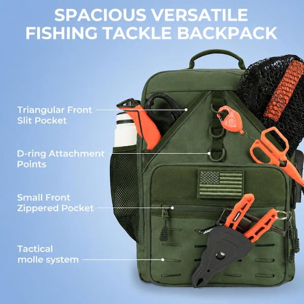 40L 26L Oxford Fabric Fishing Tackle Backpack with Rod Holder 4