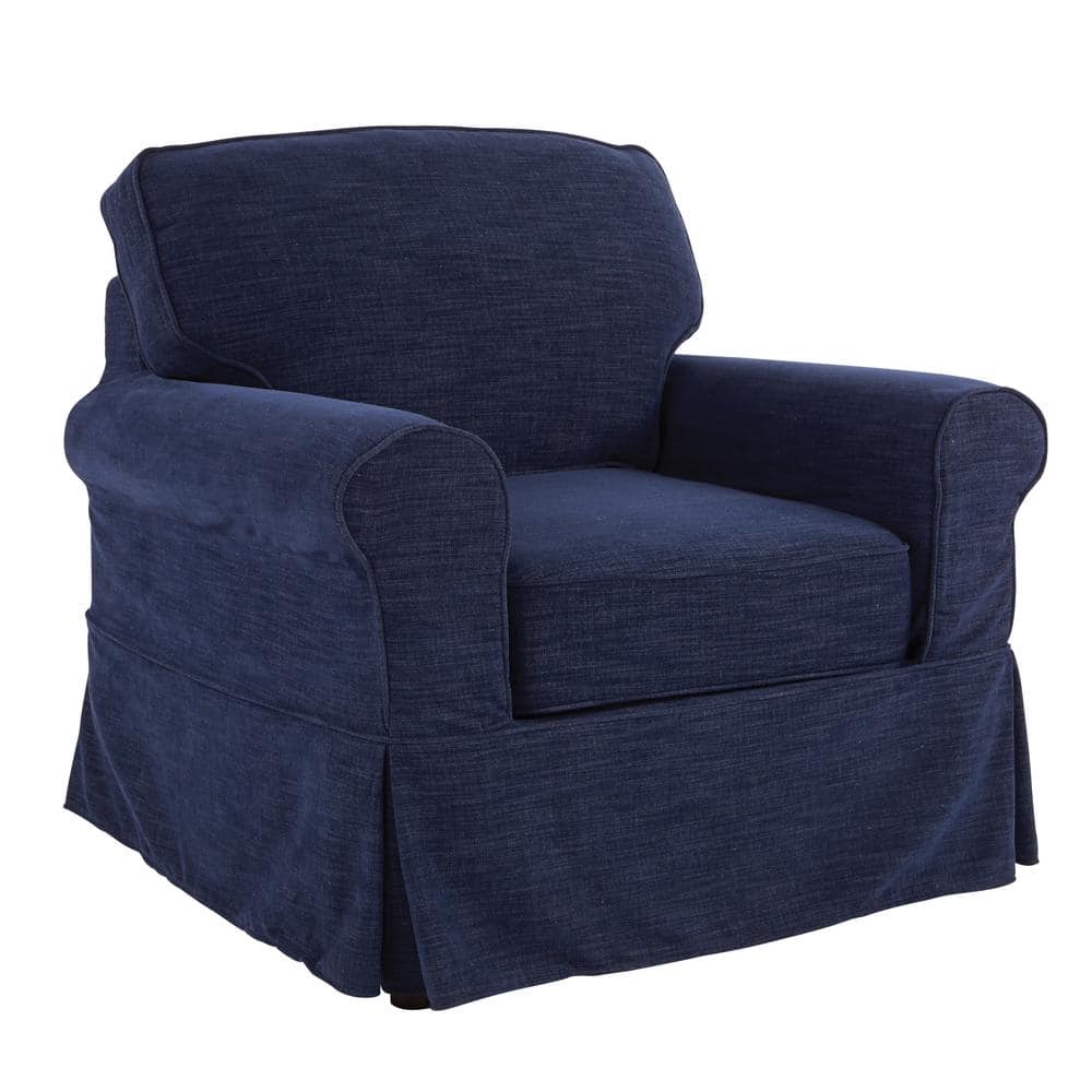 Navy Rubberwood Traditional Accent Chair