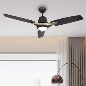 Exton 52 in. Integrated LED Indoor Black Smart Ceiling Fan with Light Kit and Wall Control, Works with Alexa/Google Home