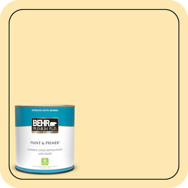 BEHR PREMIUM PLUS 1 qt. #P280-2 Gold Thread Satin Enamel Low Odor Interior Paint & Primer
