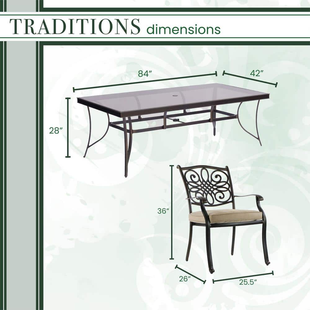 Elegant Bronze 7-Piece Outdoor Dining Set with Tempered Glass Top