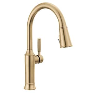 Renaldi Gold Single Handle Pull Down Sprayer Kitchen Faucet in Lumicoat Champagne Bronze