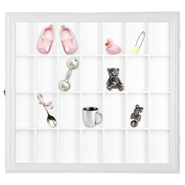 Pinnacle Shot Glass Case 17 9 In W X 2 7 In D White Decorative Shelf 15fw1897 The Home Depot