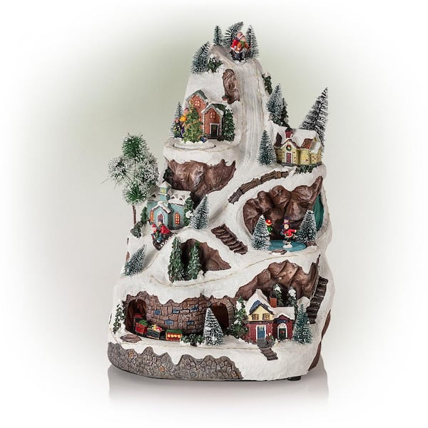 Alpine Corporation 18 in. Tall Animated Winter Wonderland Set with 