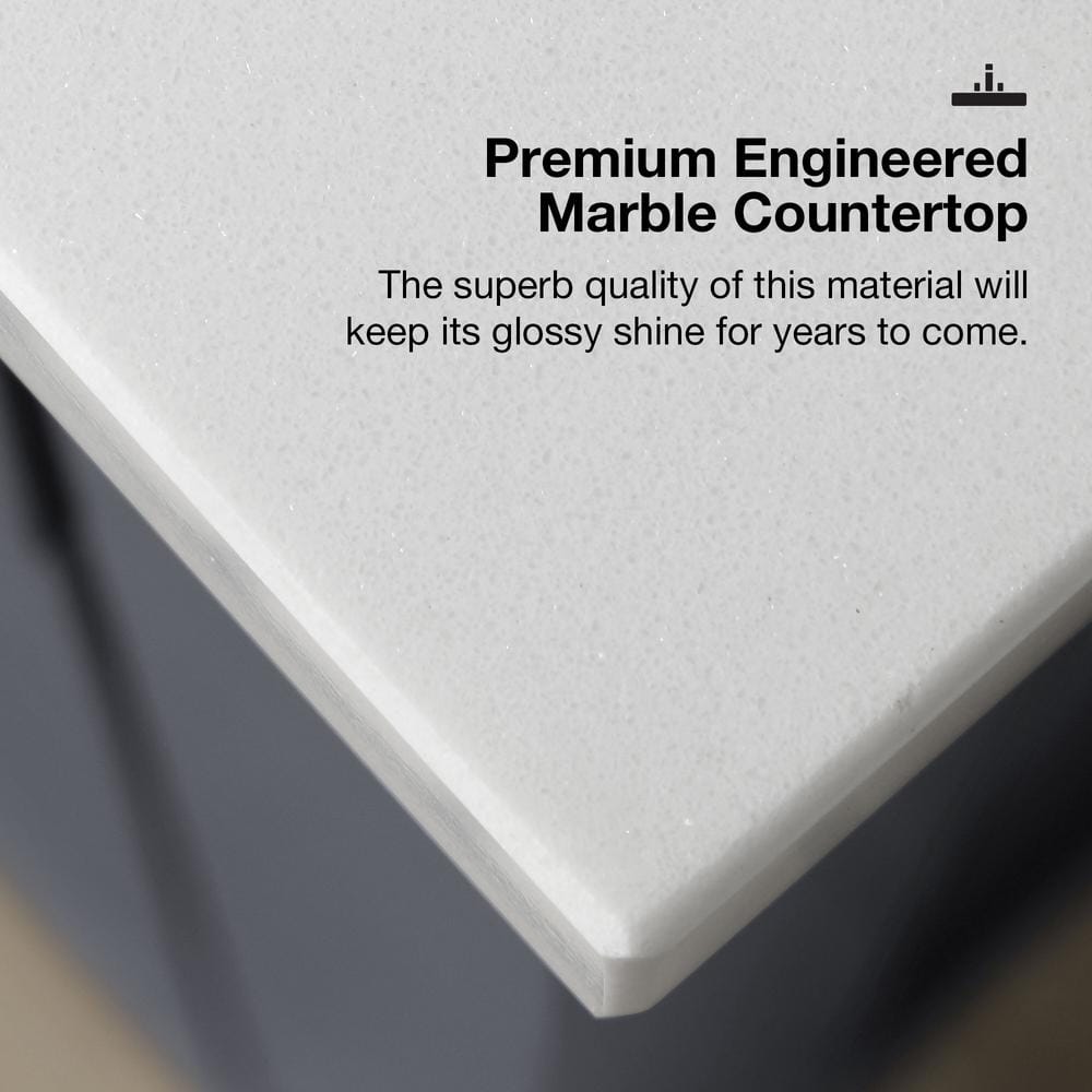 Tahoe 72" Dark Charcoal Double Vanity with White Engineered Marble