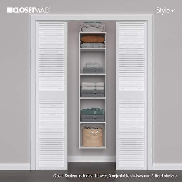 Style+ 17 in. W White Hanging Wood Closet Tower