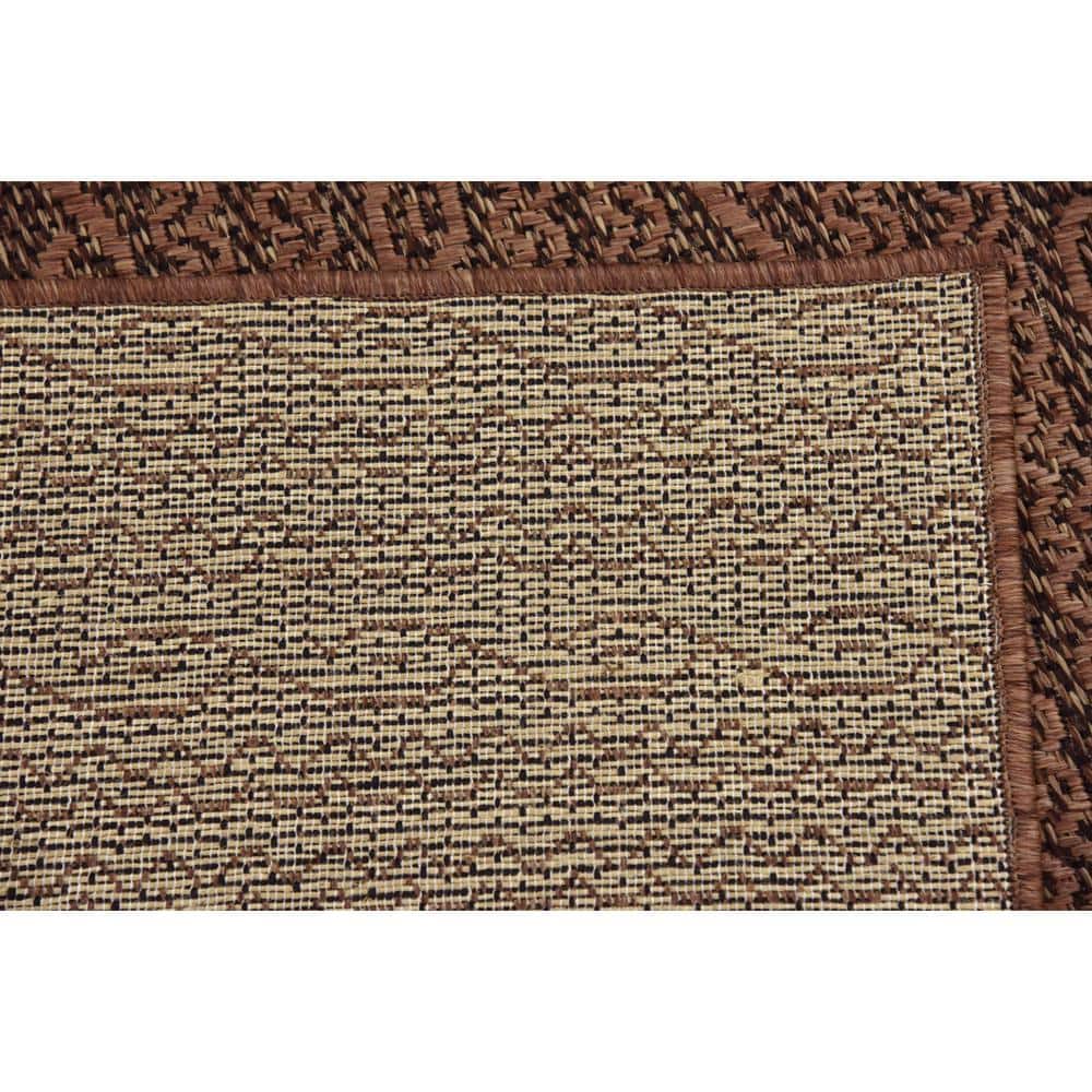 Brown Synthetic Stripe Outdoor Area Rug 7' x 10'