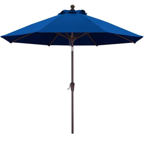 9 ft. Steel Market Push Tilt Outdoor Patio Umbrella, with 5-Year-Non-Fading Olefin Fabric in Blue