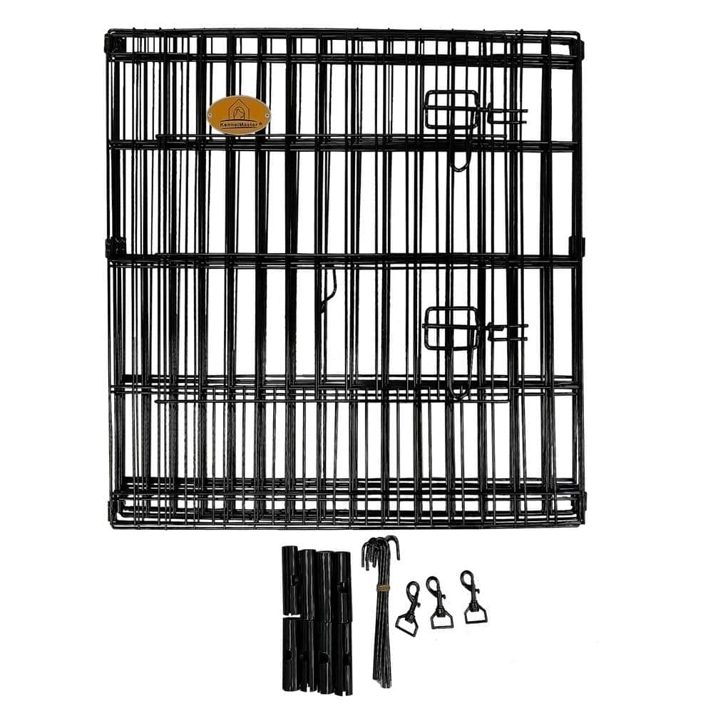 Black Metal 8-Panel 42" Exercise Playpen with Gate