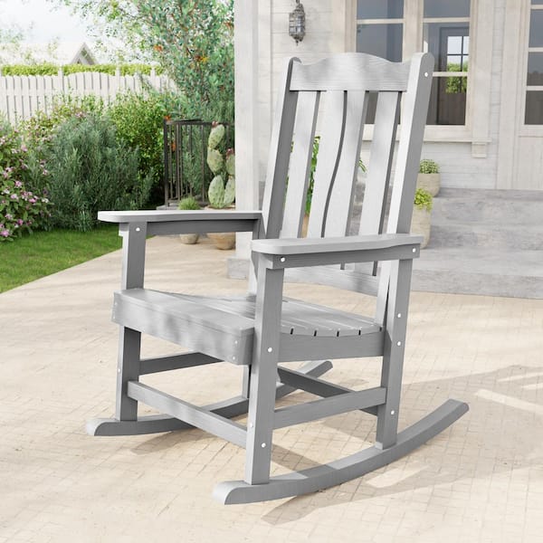 POLYWOOD Grant Park Plastic 3-Piece Slate Grey Outdoor Rocking
